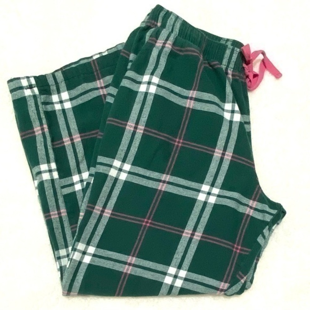 LIZ CLAIBORNE GREEN PINK WHITE PLAID PAJAMA PANTS SMALL